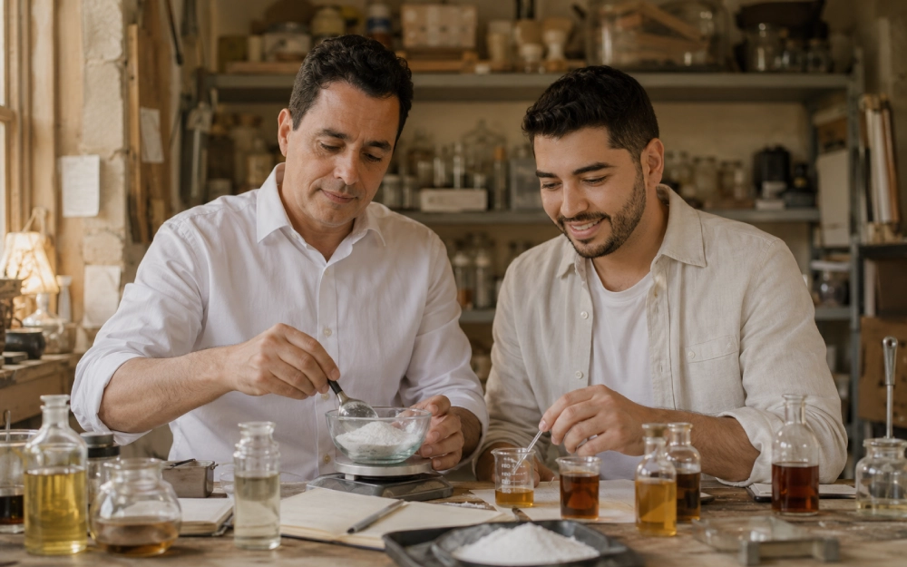 Jonathan and Pinhas working together in the laboratory